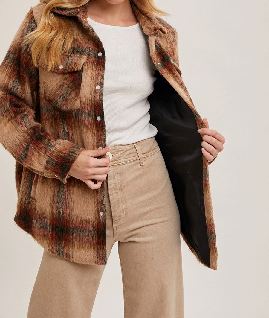 Brushed Flannel Button Down Shacket