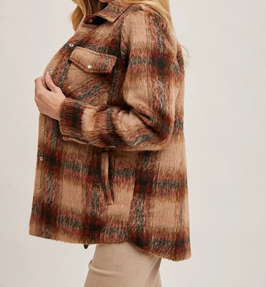 Brushed Flannel Button Down Shacket