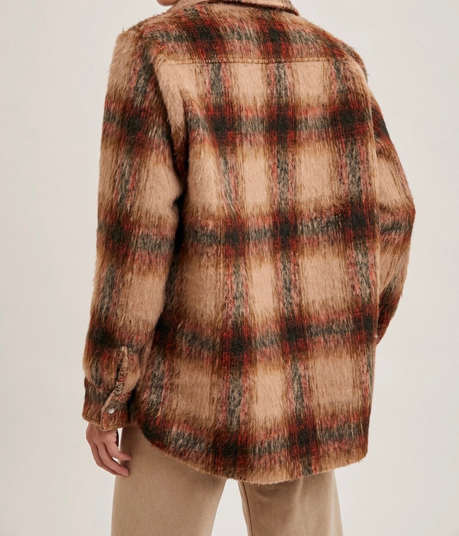 Brushed Flannel Button Down Shacket