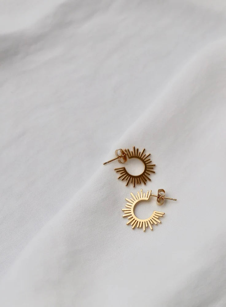 Sun Silhouette Hoops - Gold