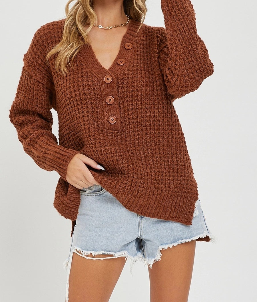 Chunky Knit Button Front Sweater