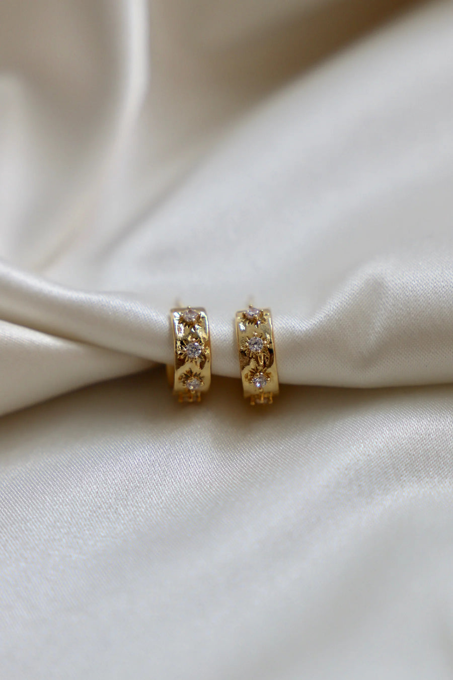 CZ Star Thick Hoops