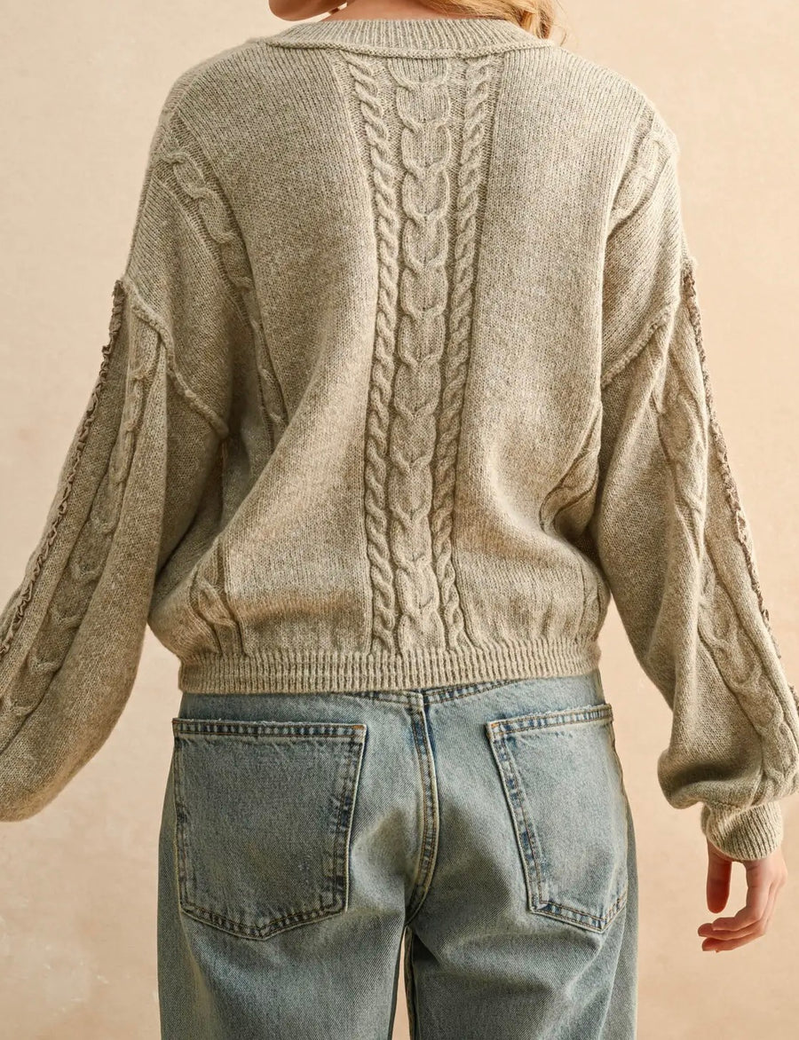 Lace Trim Cable Knit Sweater