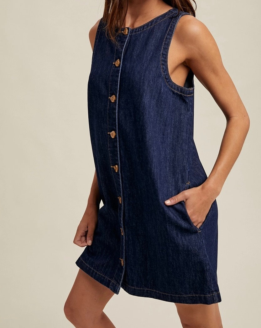 Denim Button Up Mini Dress