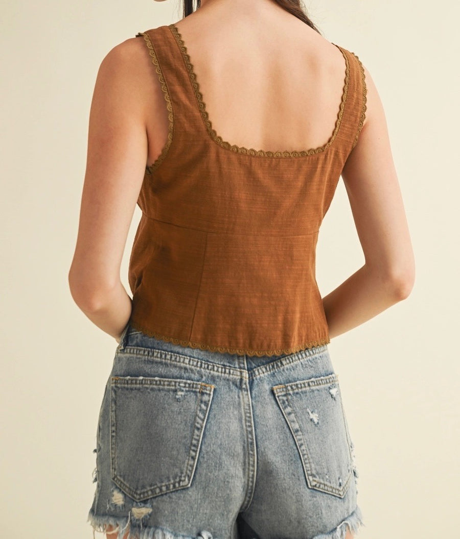 Scallop Edge Tie Front Tank