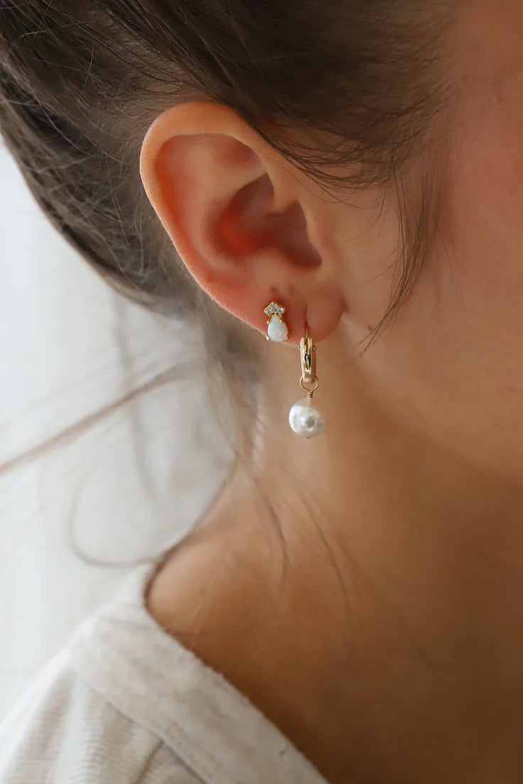 Audrey Gold Filled Pearl Hoop Earrings