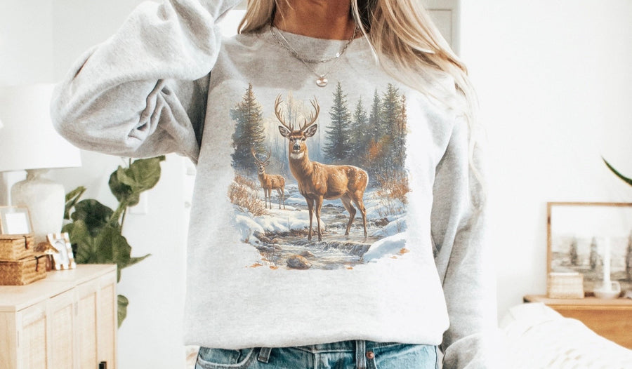 Vintage Deer Wilderness Crewneck Sweatshirt