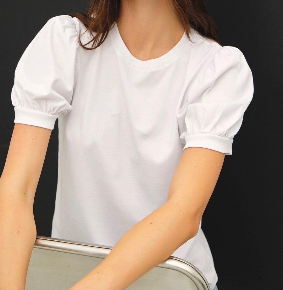 Cotton Jersey Puff Sleeve T-Shirt