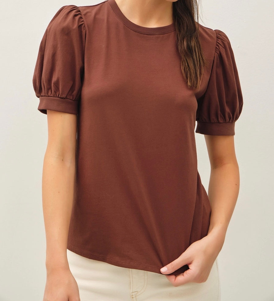 Cotton Jersey Puff Sleeve T-Shirt