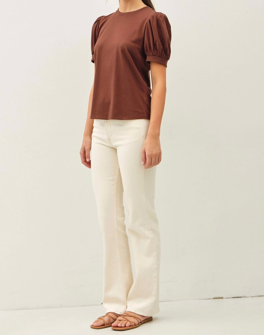 Cotton Jersey Puff Sleeve T-Shirt