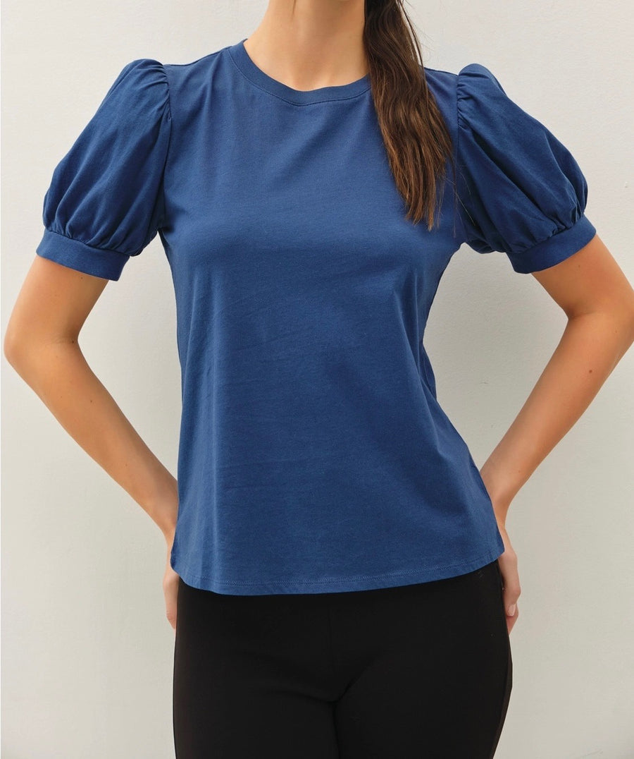 Cotton Jersey Puff Sleeve T-Shirt
