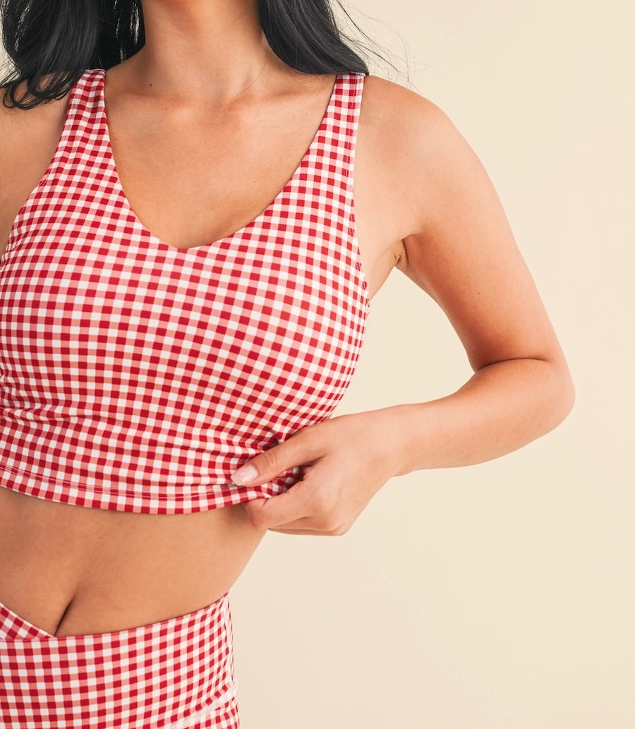 Gingham Cropped Tank Top