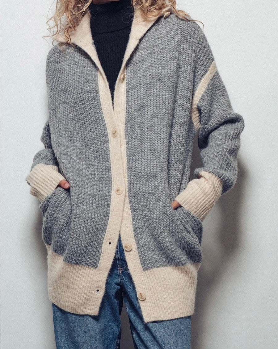Contrast Trim Collared Cardigan