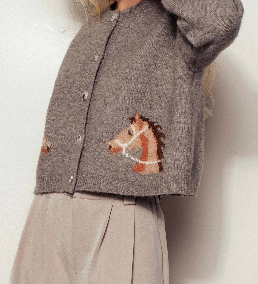Horse Graphic Cropped Cardigan