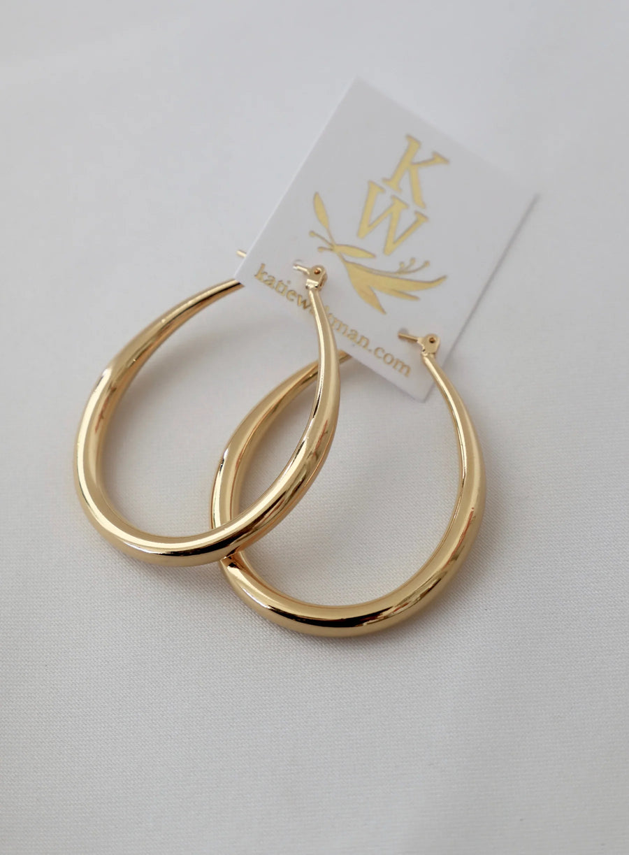 Teardrop Hoop Earrings - Gold