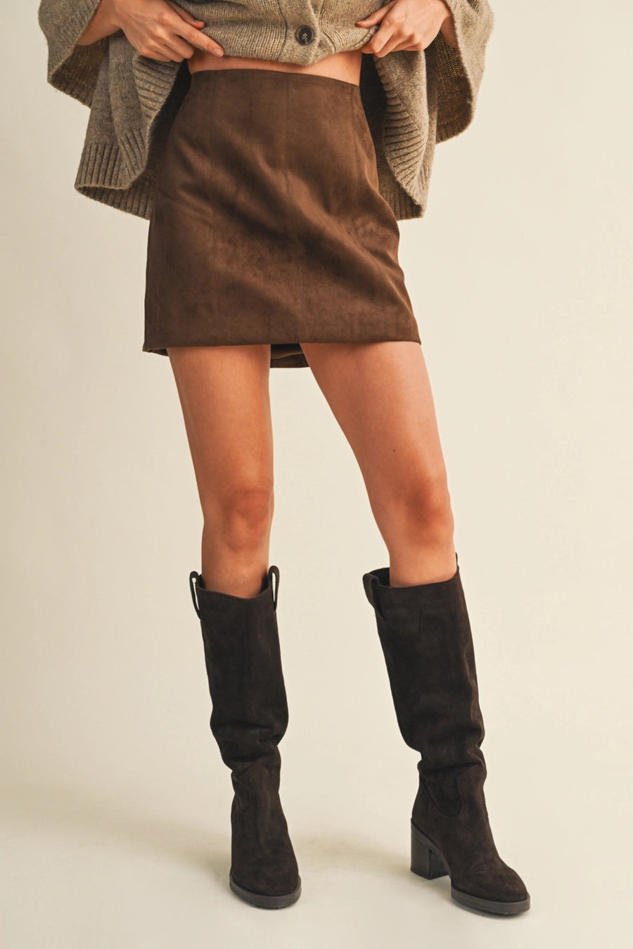 Fitted Suede Mini Skirt