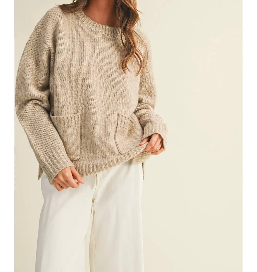 Front Patch Pocket Sweater Top