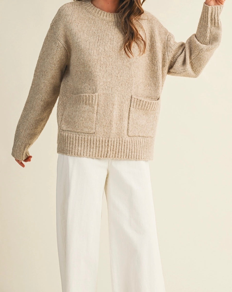 Front Patch Pocket Sweater Top