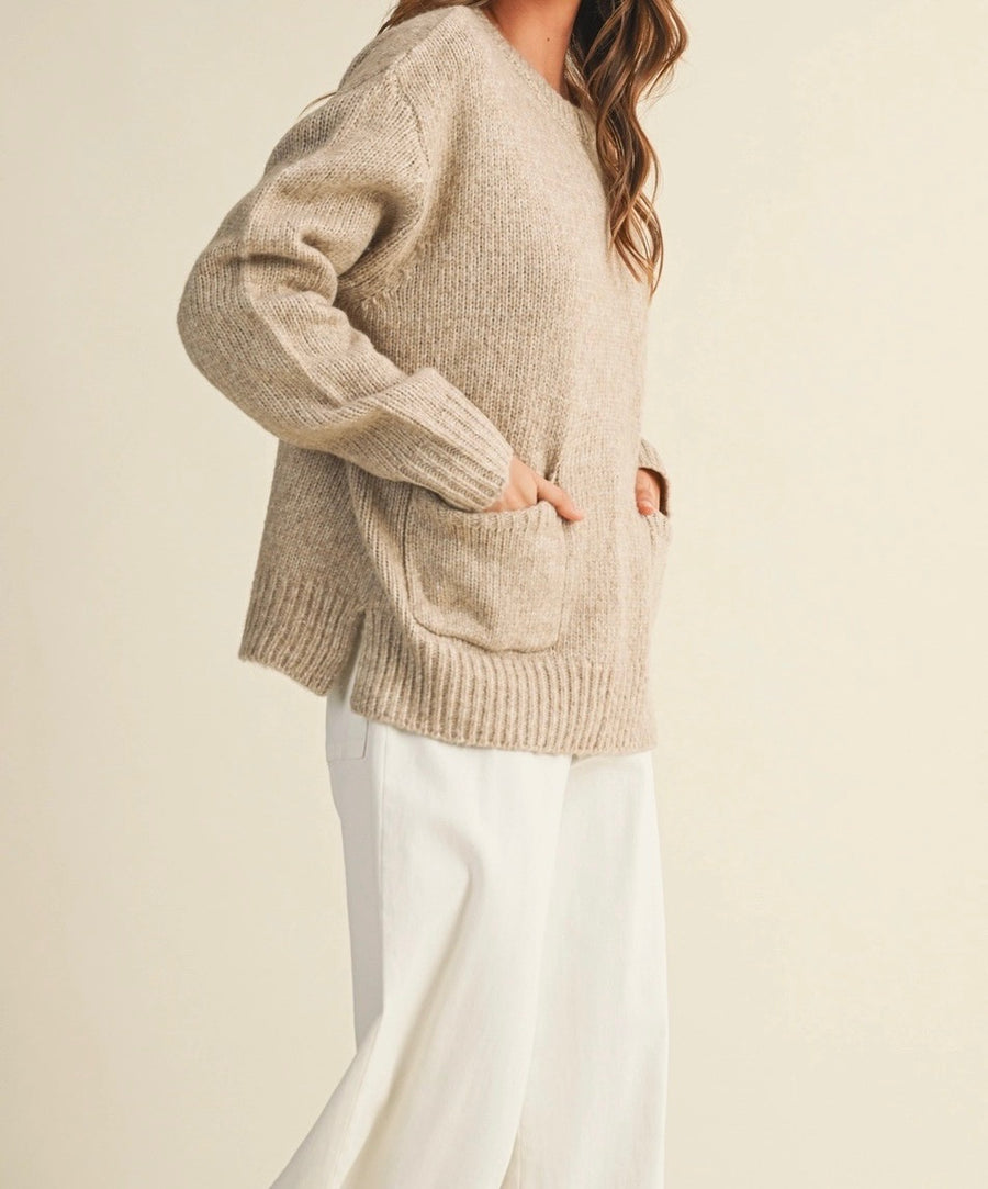 Front Patch Pocket Sweater Top