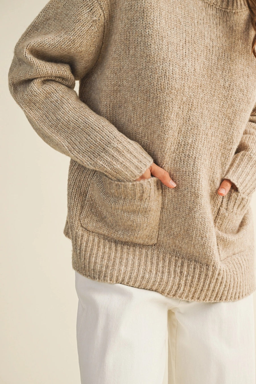 Front Patch Pocket Sweater Top