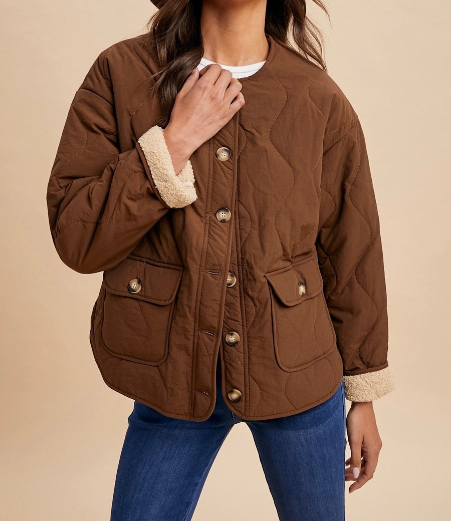 Quilted Sherpa Lined Puffer Jacket