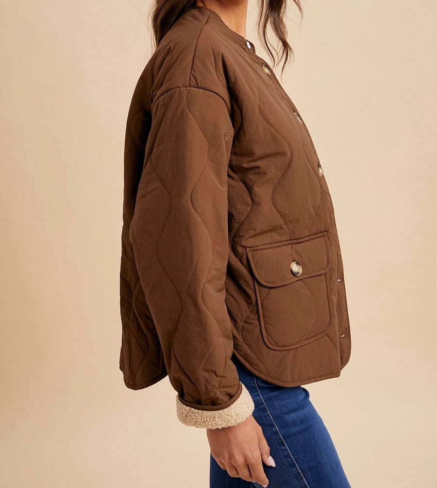 Quilted Sherpa Lined Puffer Jacket