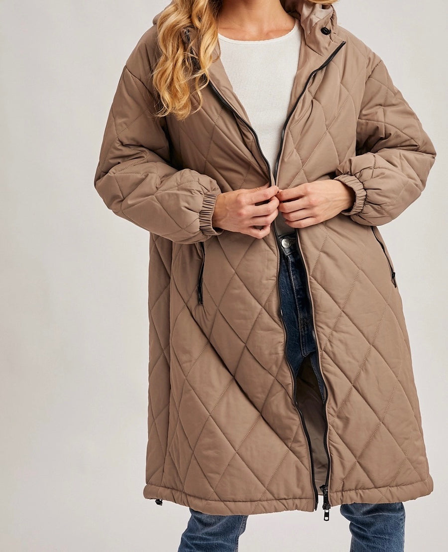 Longline Quilted Puffer Jacket