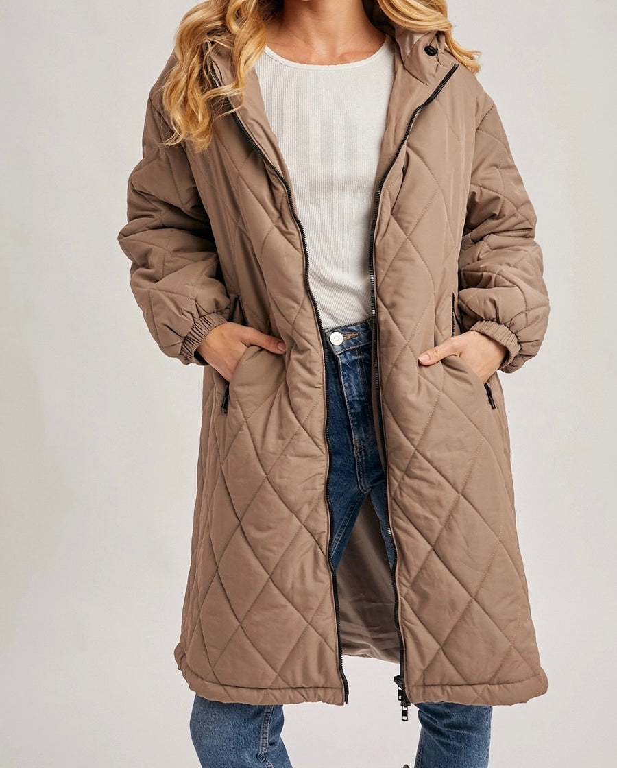 Longline Quilted Puffer Jacket