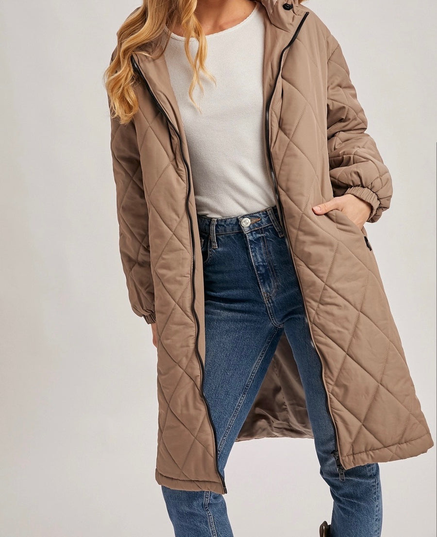 Longline Quilted Puffer Jacket