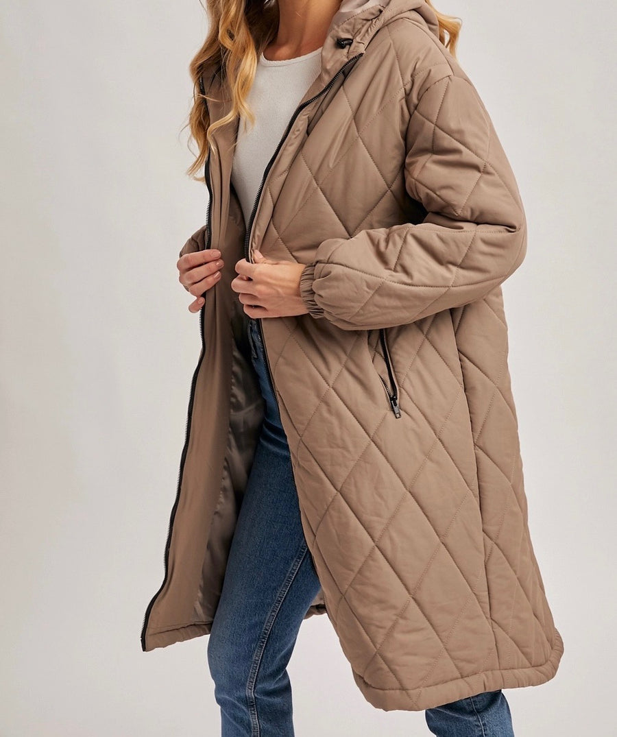 Longline Quilted Puffer Jacket