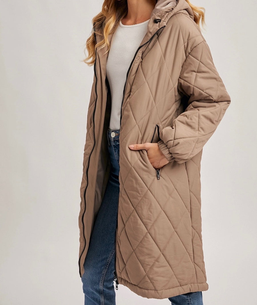 Longline Quilted Puffer Jacket