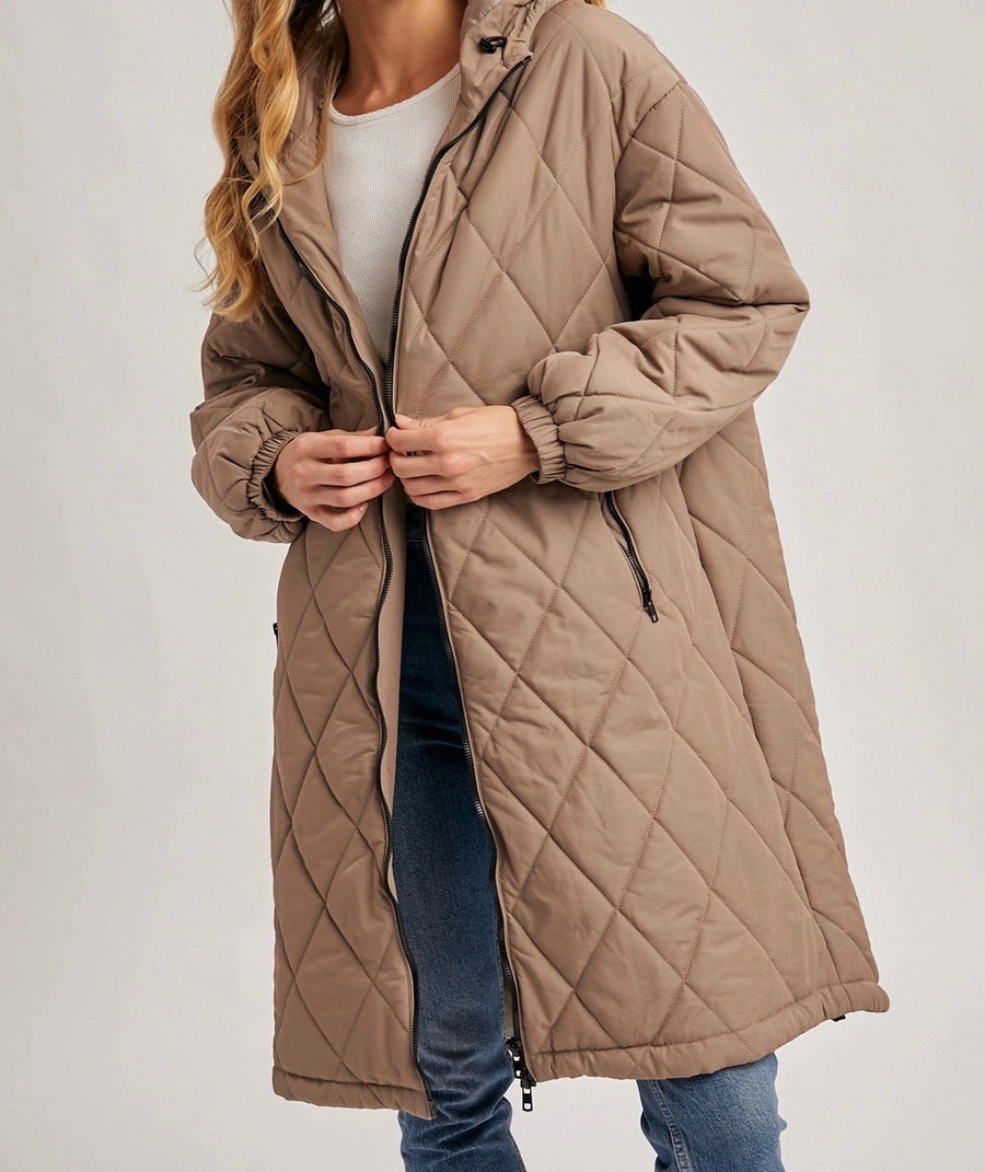 Longline Quilted Puffer Jacket