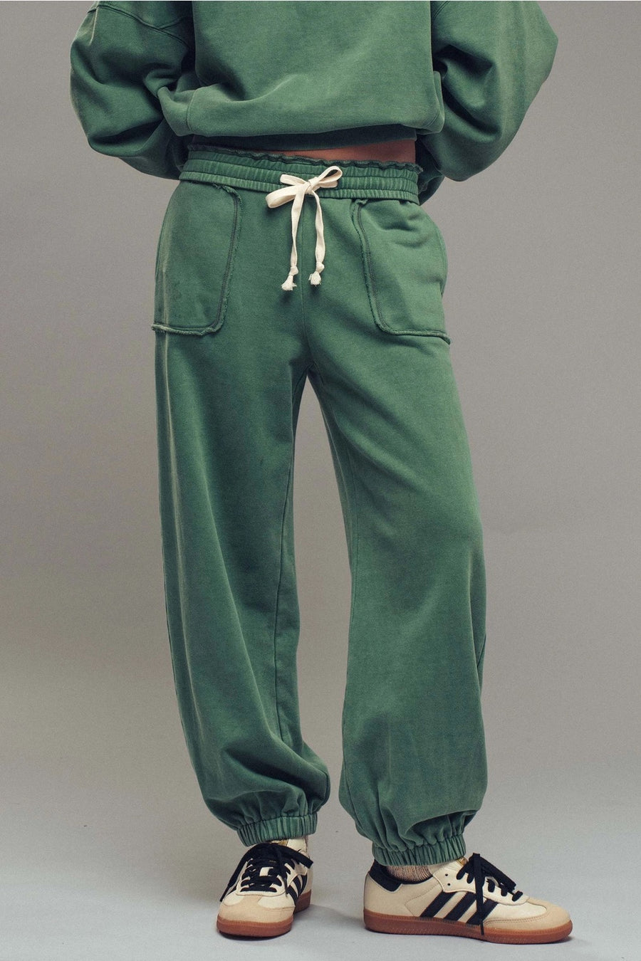 Wide Leg Cotton Blend Jogger Sweatpants