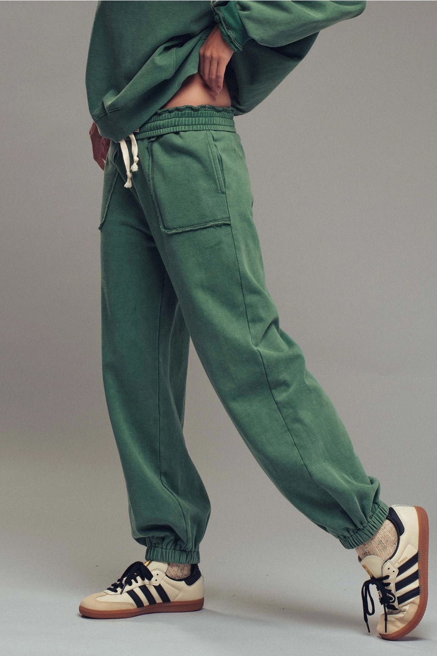 Wide Leg Cotton Blend Jogger Sweatpants