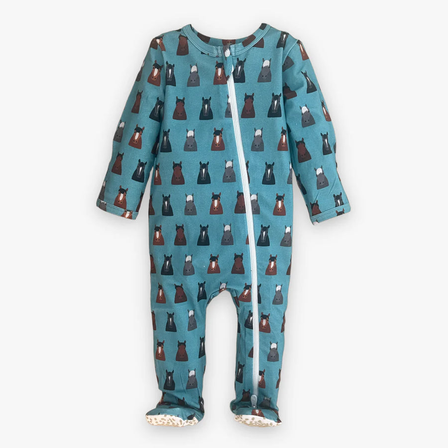 Modal Zipper Pajama | Wild Horses (Blue)