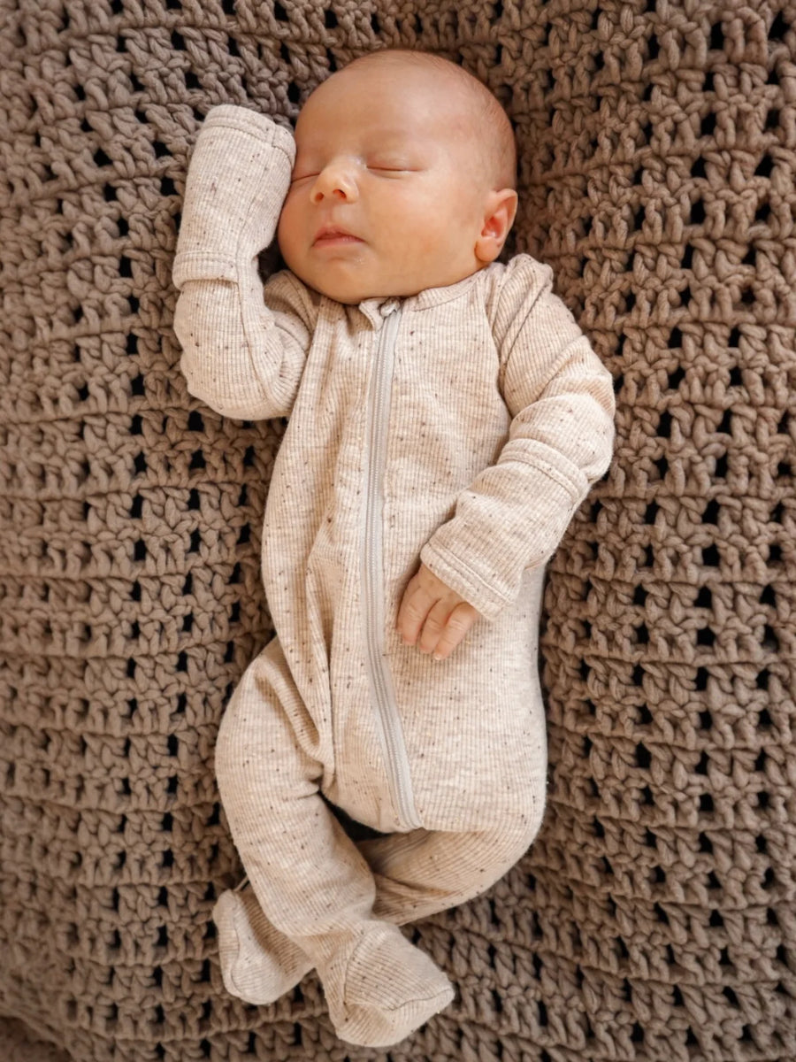 Organic Ribbed Zip Footie