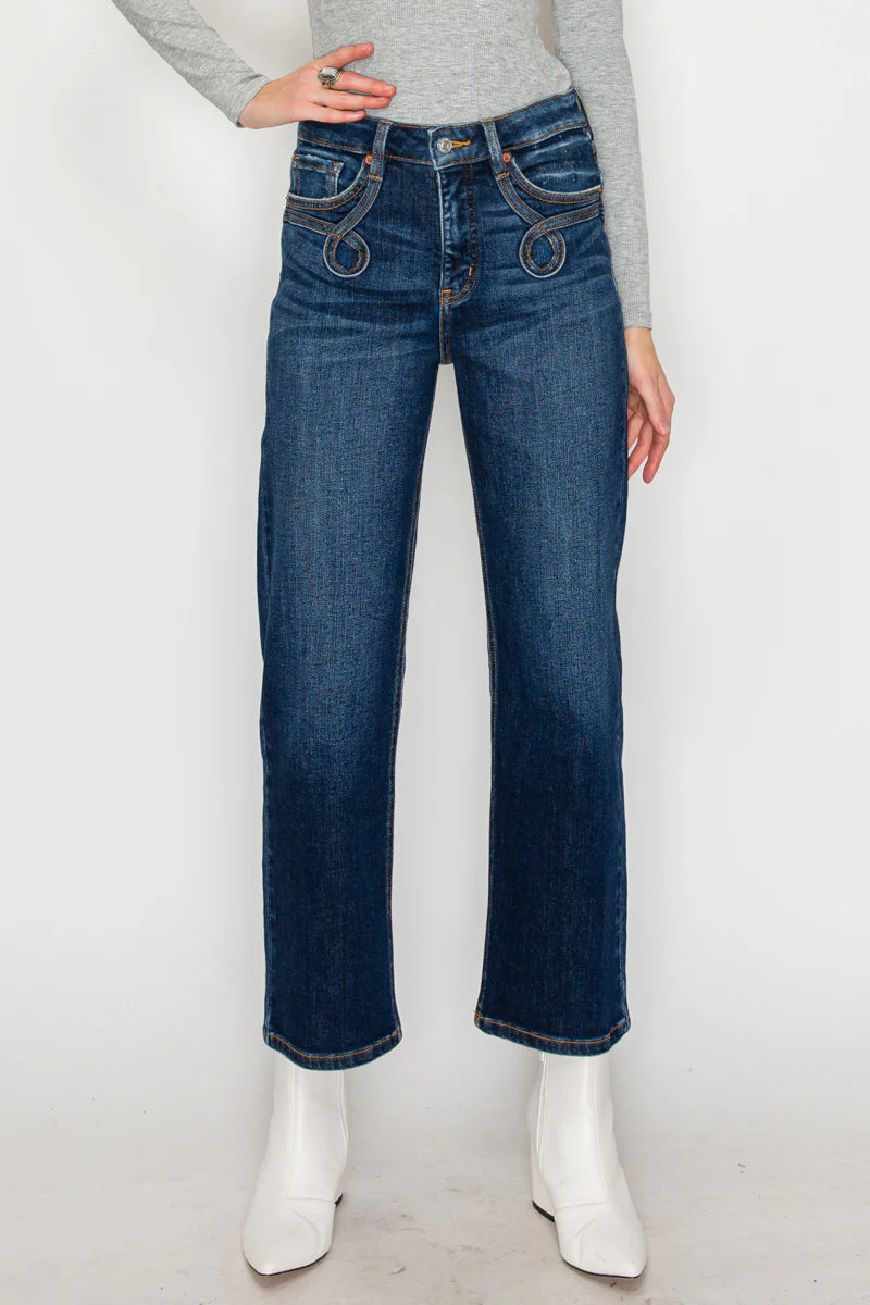 High Rise Ankle Straight Jean