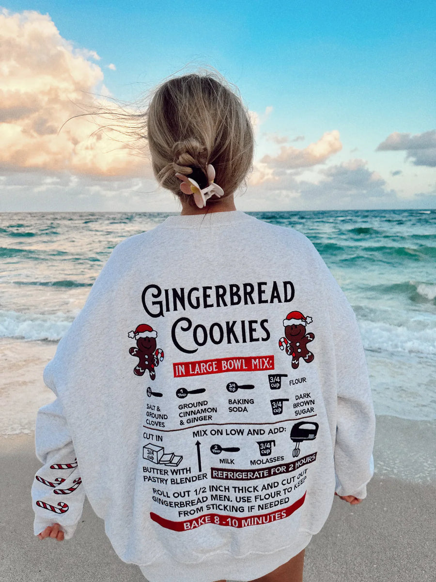 Gingerbread Recipe Christmas Embroidered Sweatshirt