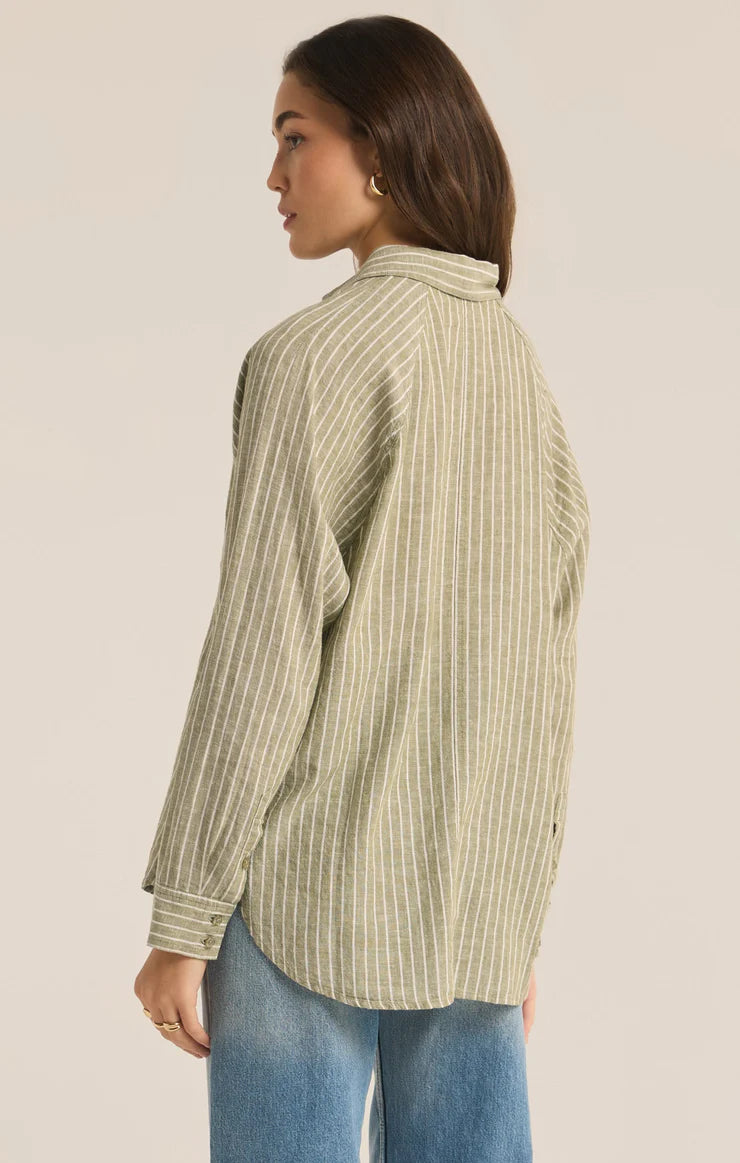 The Perfect Linen Stripe Top- Meadow