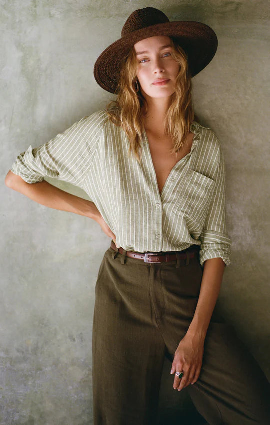 The Perfect Linen Stripe Top- Meadow