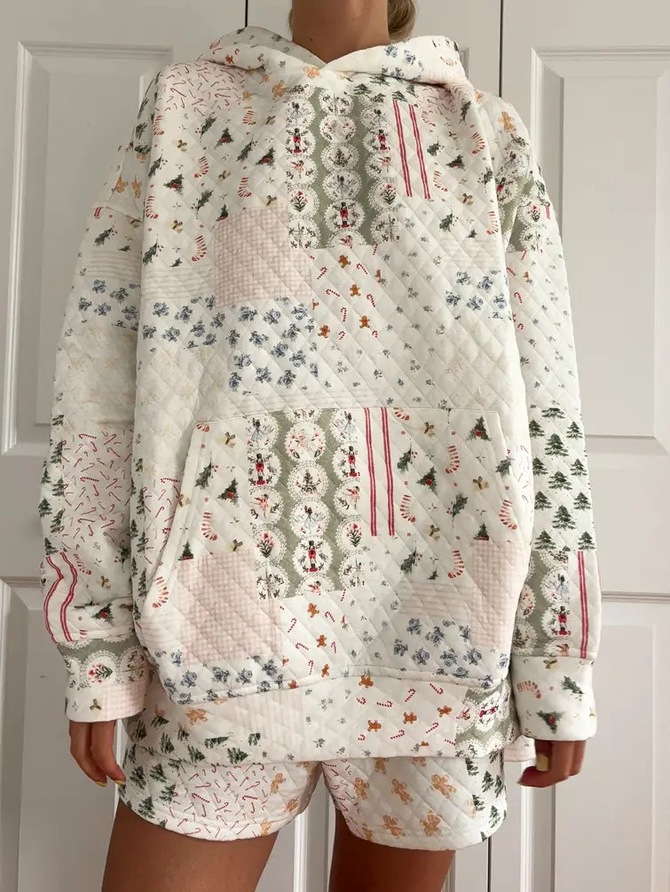 Christmas Holiday Quilted Hoodie