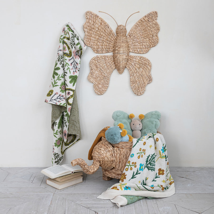 Hand Woven Hyacinth Butterfly Wall Decor