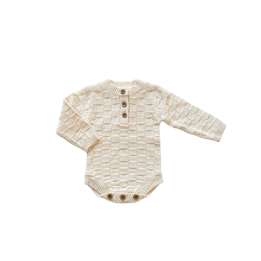 Cream  Checker Organic Knit Bodysuit