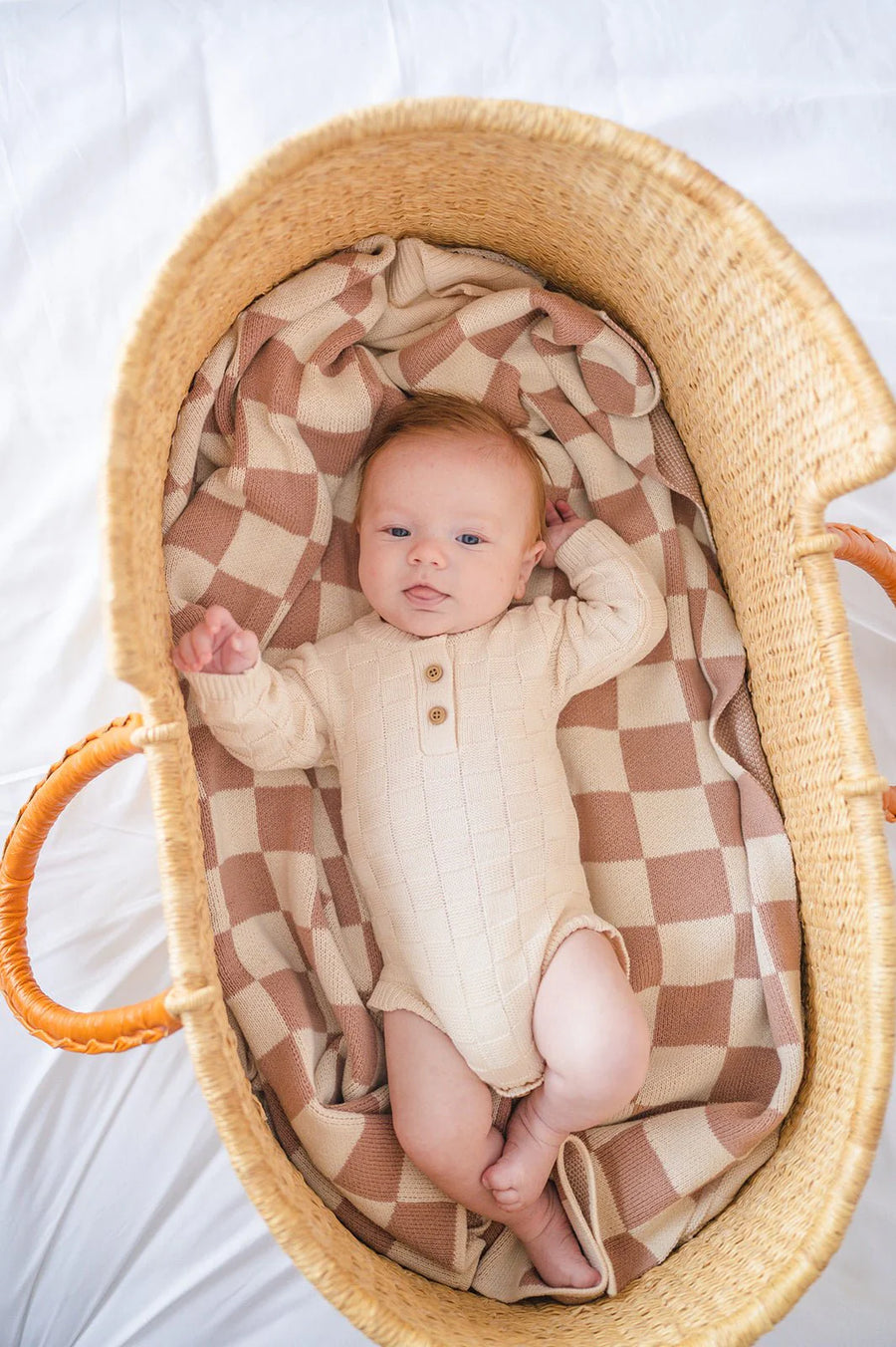 Cream  Checker Organic Knit Bodysuit