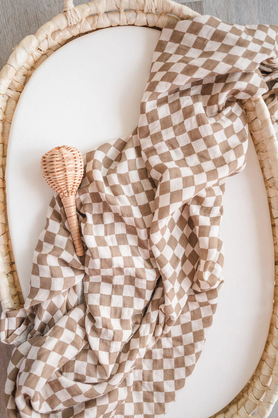 Checkered Bamboo Muslin Swaddle