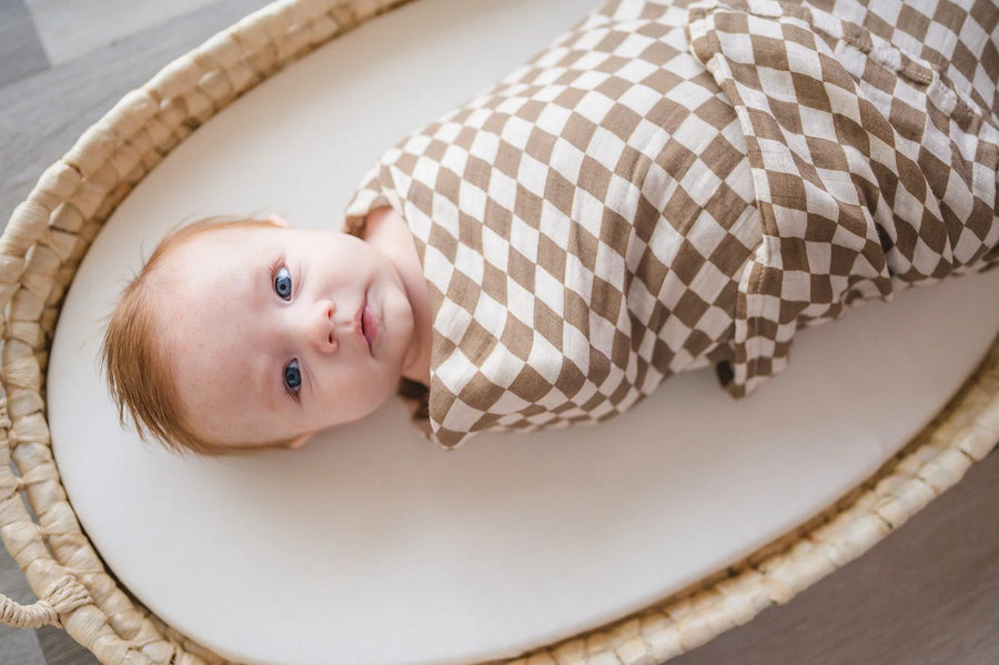 Checkered Bamboo Muslin Swaddle