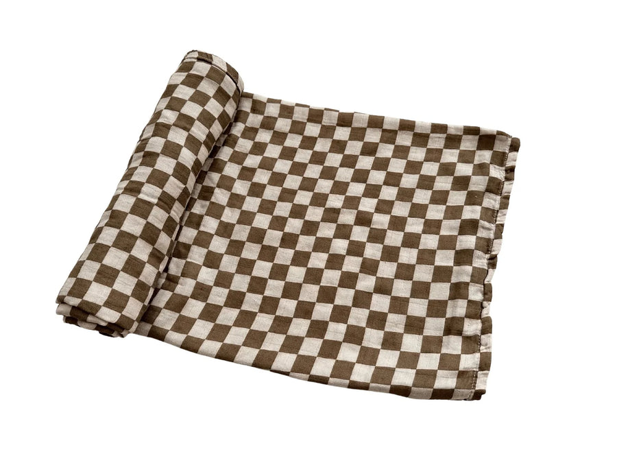 Checkered Bamboo Muslin Swaddle