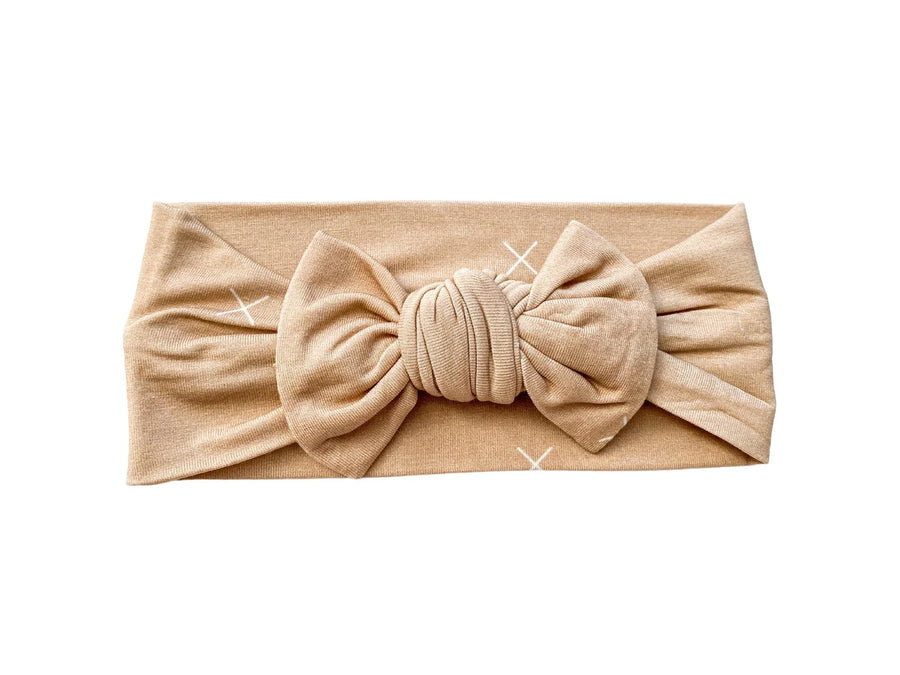 Beige X's Knotted Headband