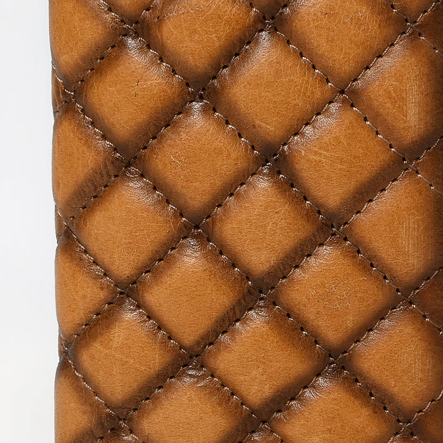 Quilted Tan Leather Rodeo Wallet