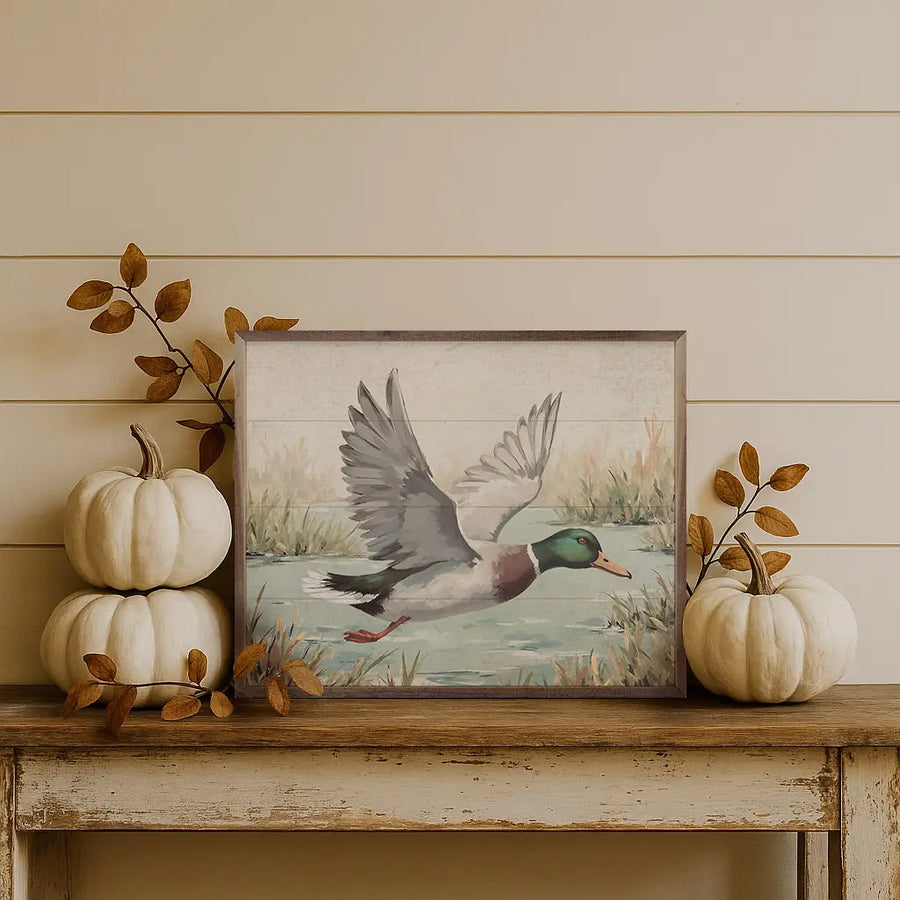 Duck over Pond Wood Sign